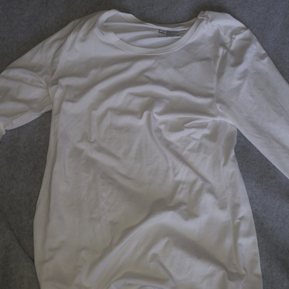 a white long sleeve tee